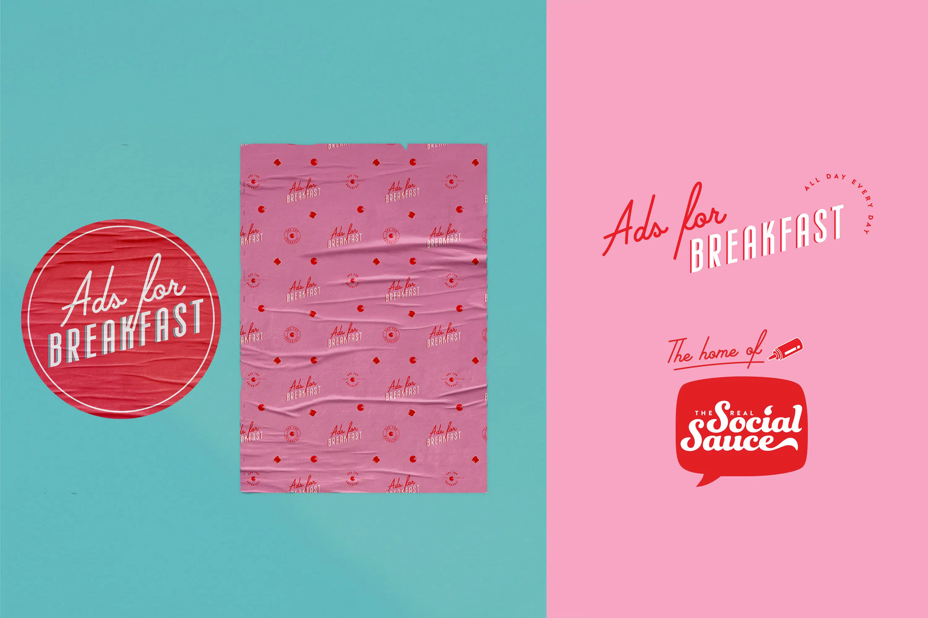 Bold, retro and colourful pattern design and logo submarks as part of a custom branding package