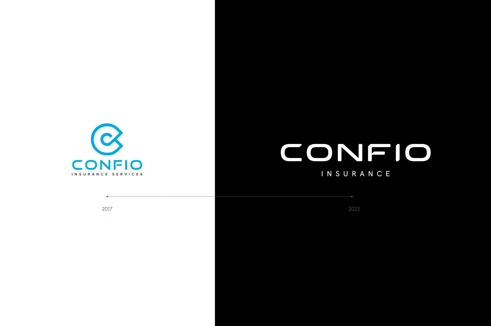 Confio Insurance Premium high end brand identity logo before and after